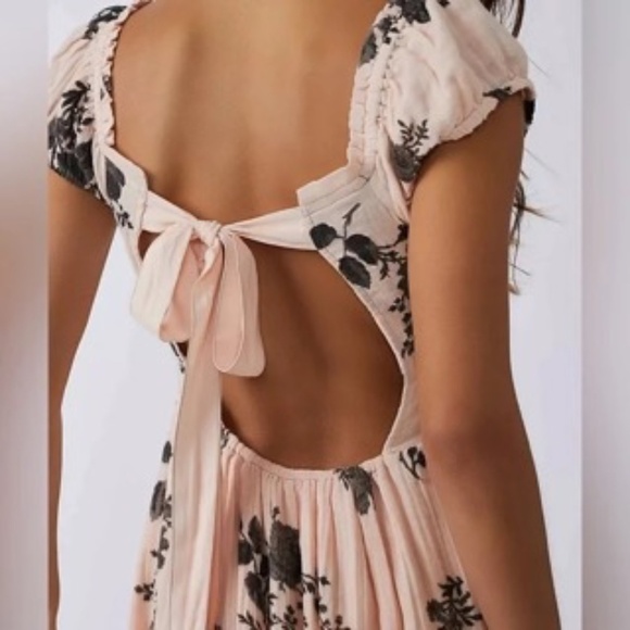 Free People Forget Me Not Gauze Gauzy Cotton Boho Maxi Dress Peach Combo - Picture 2 of 16